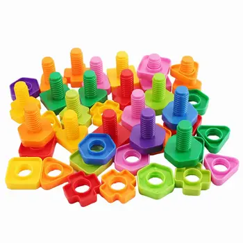10/20 шт./компл. винтовых строительных блоков, креативных игрушек-головоломок с мозаикой для детей, пластиковых вставных блоков, развивающих игрушек в форме ореха для мальчиков 0