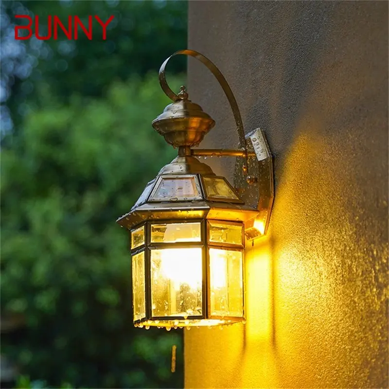 Наружный латунный настенный светильник BUNNY Retro, Водонепроницаемые Бра IP65, светодиодный светильник для дома, крыльца, Двора