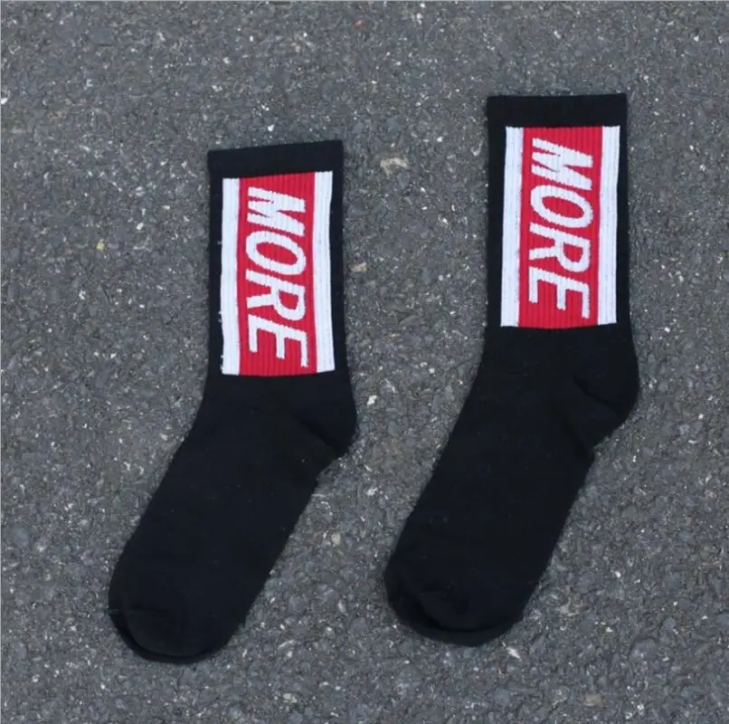 Новый продукт, пара носков, хлопчатобумажные носки в полоску с буквами, носки для скейтбординга, Harajuku, мужские и женские носки-трубки, длинные 5