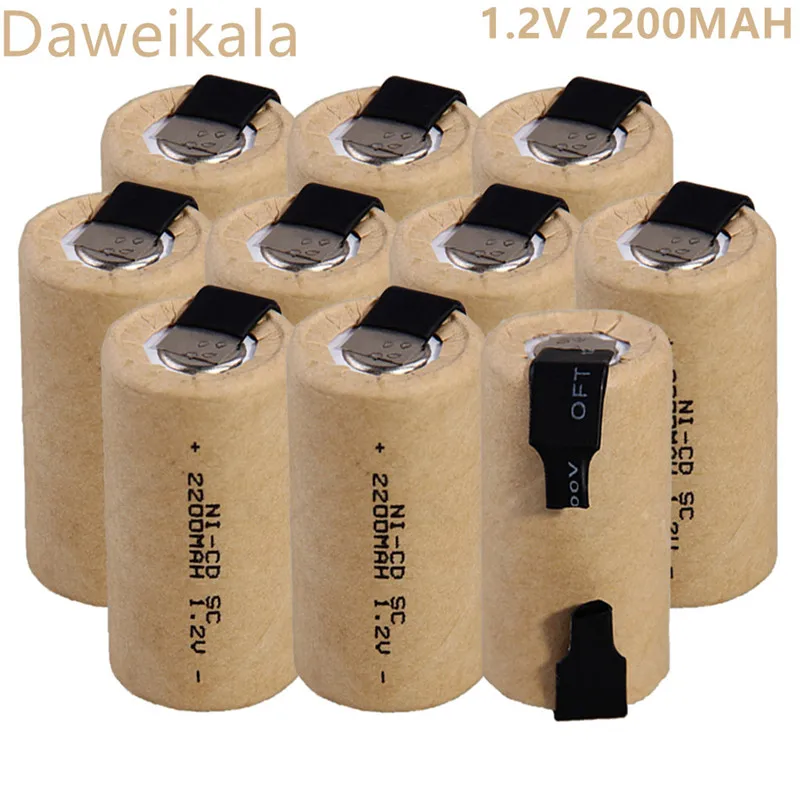 1,2 V Batterie SC Akku 1,2 V 2200mAh Sub C NI-CD Zelle Mit Schweißen Tabs für Bohrmaschine schraubendreher DIY BATTERI