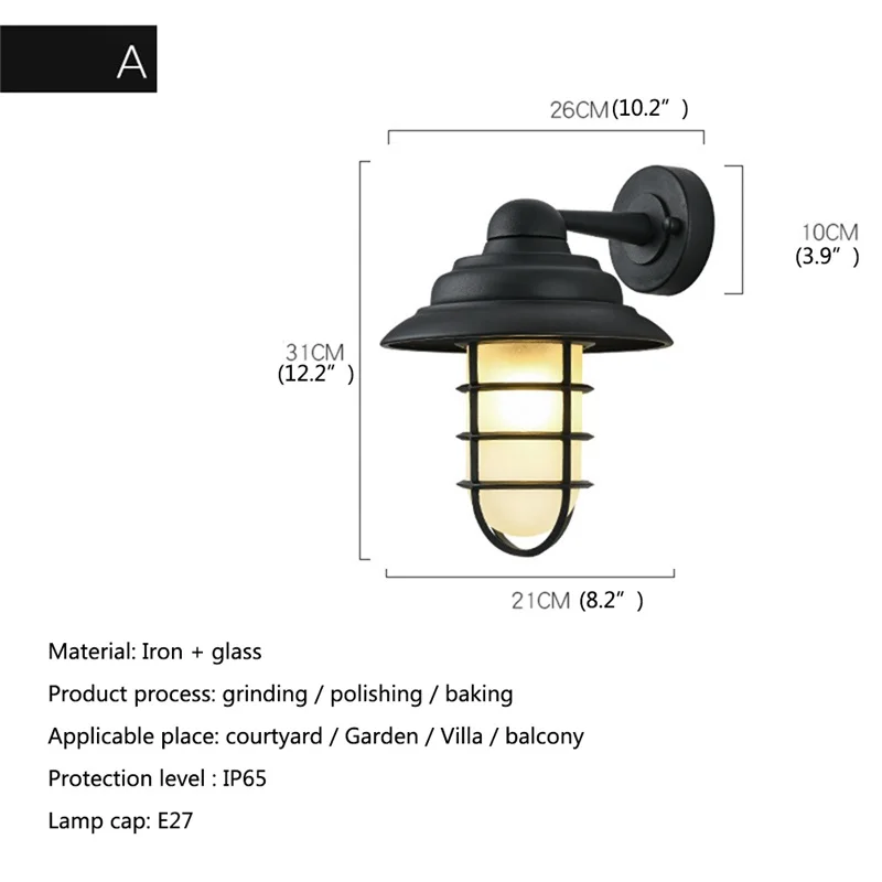 · Уличные настенные светильники SAMAN в стиле ретро, Классическое светодиодное освещение, Водонепроницаемые бра IP65 для дома, веранды, Виллы 5