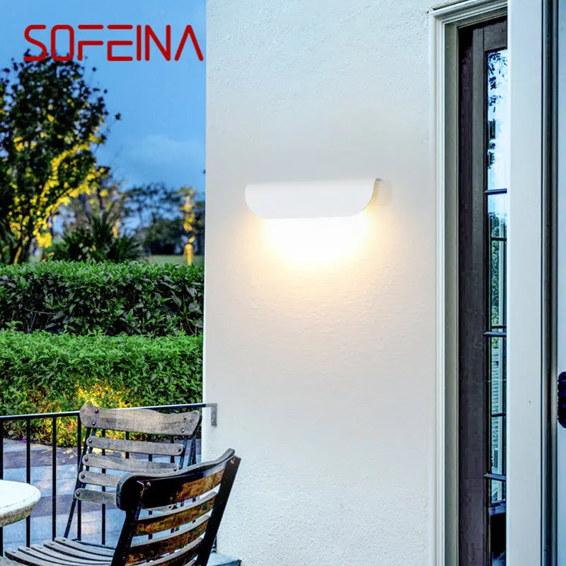 Современные настенные светильники SOFEINA в простом белом стиле, светодиодные, водонепроницаемые, IP65, для наружных и внутренних балконных лестниц 0
