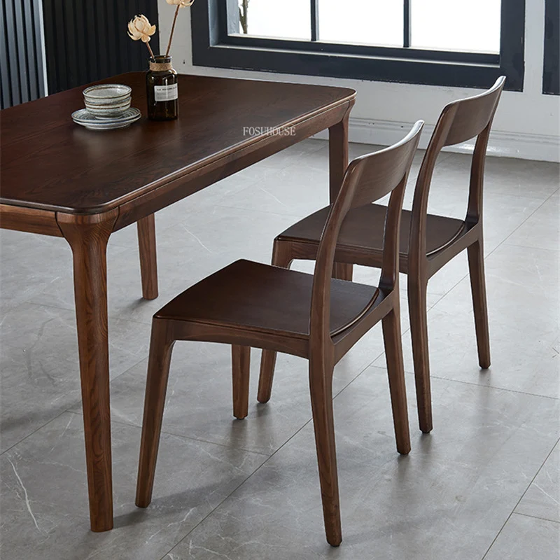 Обеденный стул FOSUHOUSE Nordic для кухни, стул из массива Дерева, Современная мебель для дома, Деревянный стул для взрослых с простой спинкой, Обеденный зал