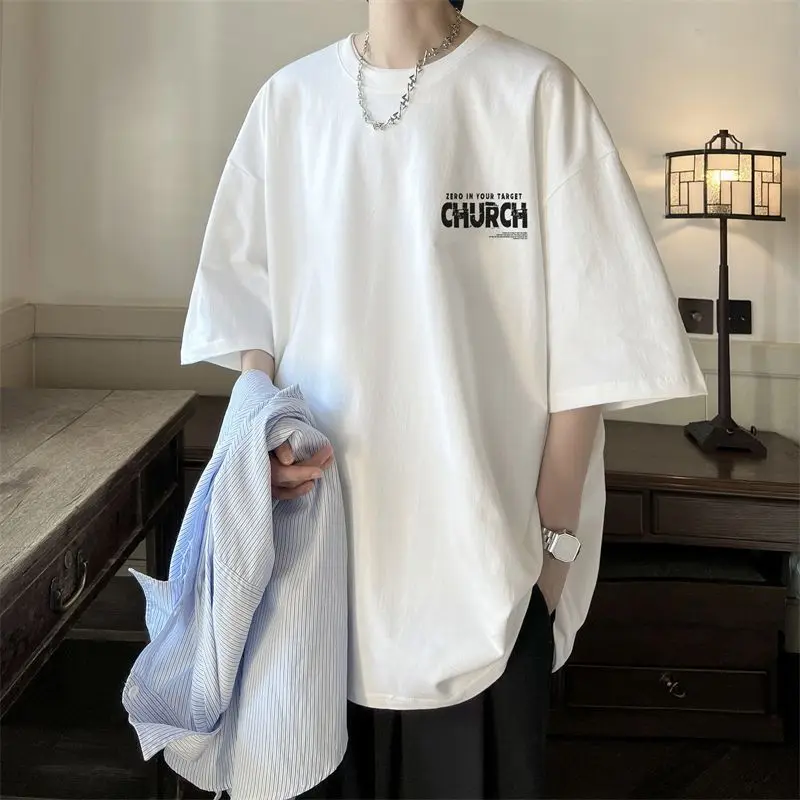 Хлопковая футболка с короткими рукавами для мальчиков, летняя американская уличная ретро-футболка ins design sense, нишевый топ с короткими рукавами, графические футболки 3