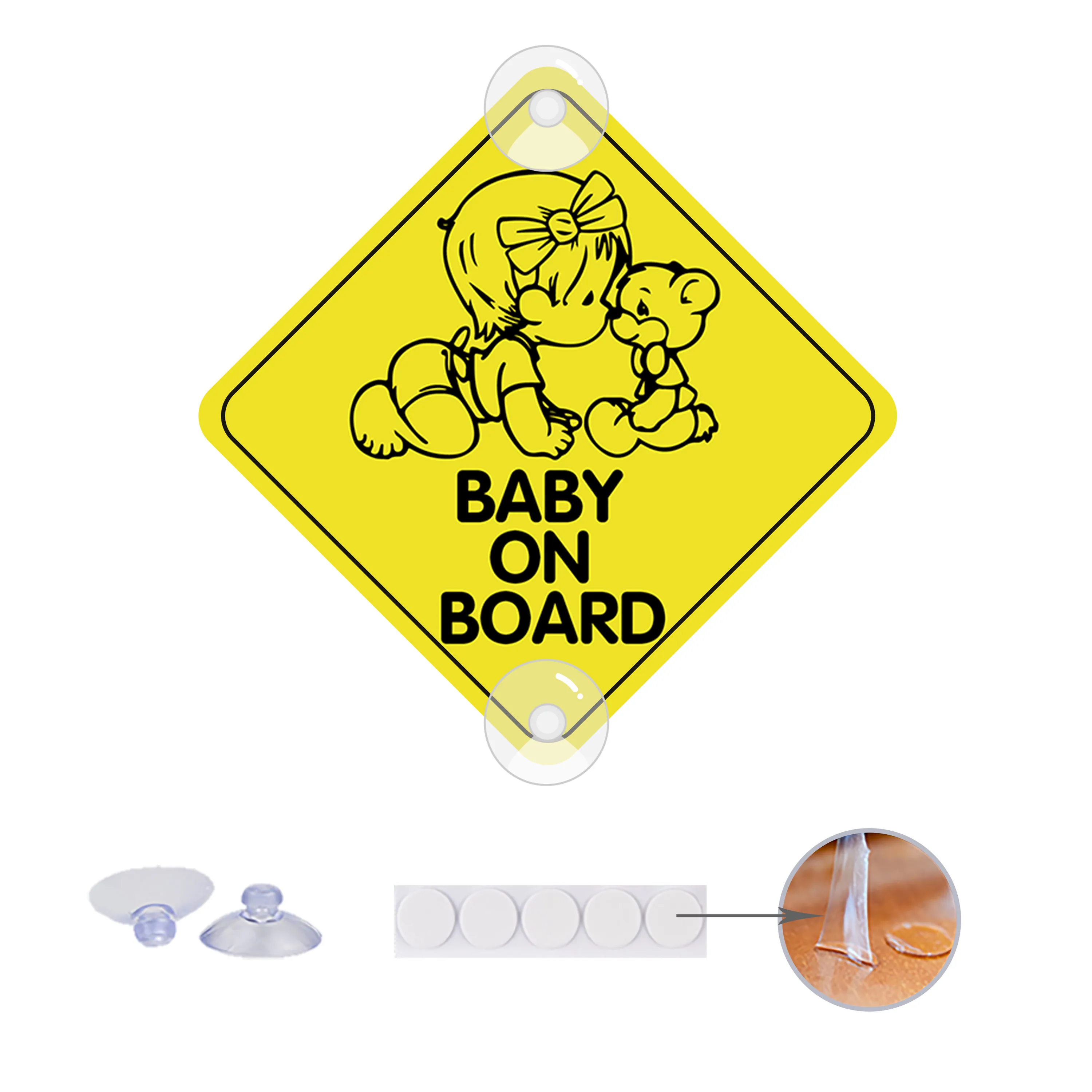 2ШТ Наклейки на присоске серии BABY ON BOARD для стайлинга автомобилей, наклейки с предупреждениями о безопасности детей в автомобиле, доски объявлений из ПВХ, знаки 1