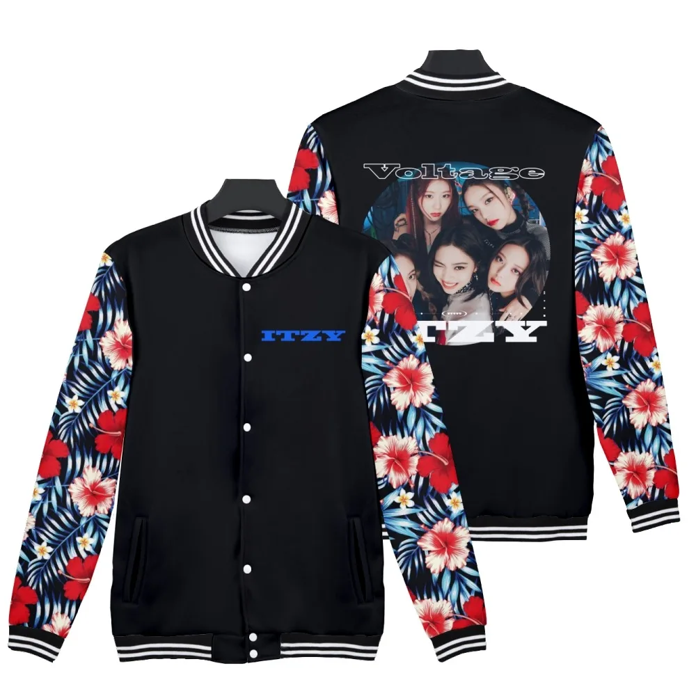 Горячая распродажа бейсбольной куртки ITZY harajuku Kpop Harajuku Повседневная Модная Уличная одежда Корейская женская куртка 0