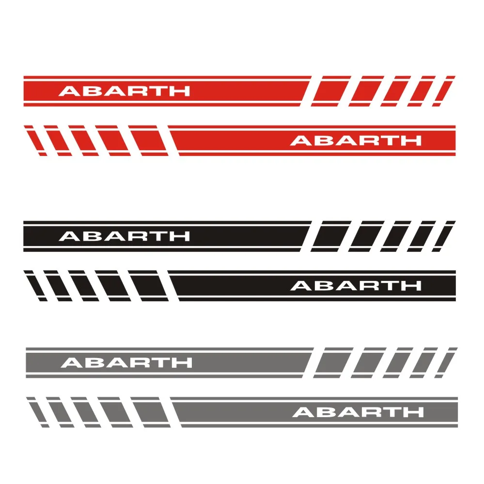 2ШТ Виниловых автомобильных модных графических наклеек Abarth в боковую полоску на юбку Аппликация Автомобильная наклейка Fiat 500 Line Автоаксессуары 5