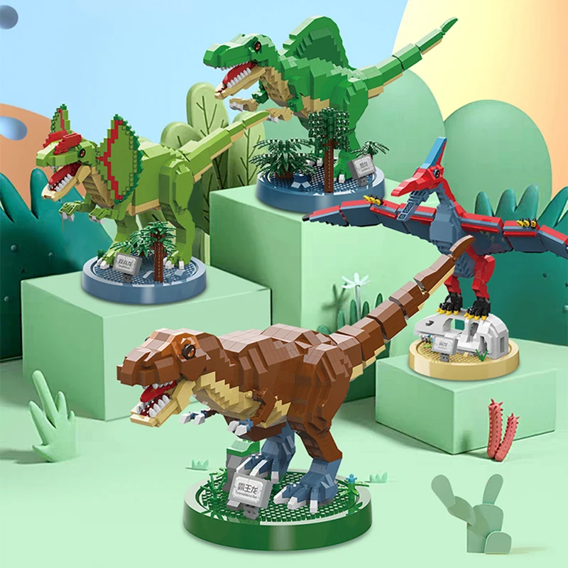 3D модель DIY Мини Алмазные блоки Кирпичи Строительство Мира динозавров юрского периода Птерозавр Монстр Животное Кукла Игрушка для детей 5