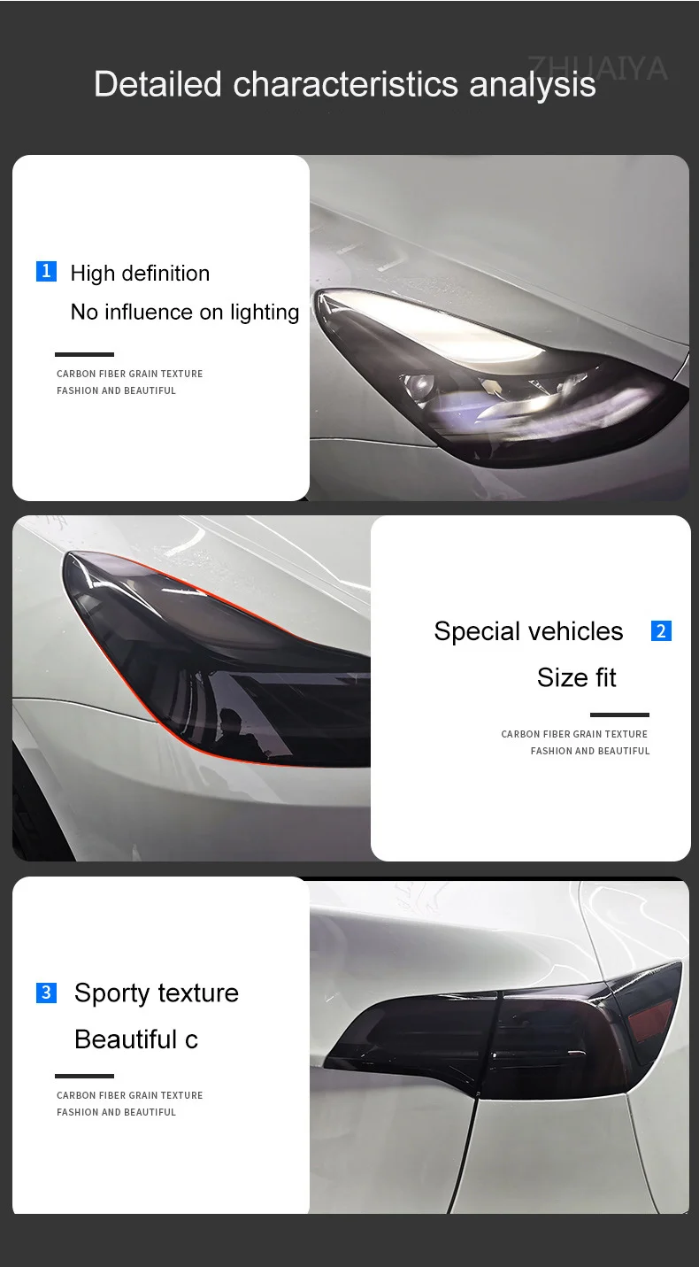 Для Tesla Model 3 Y 2017-2023 PPF Модификация Защитной Пленки Затемненной Фары Заднего Фонаря Противотуманных Фар Черные Пленки Для Изменения цвета 4