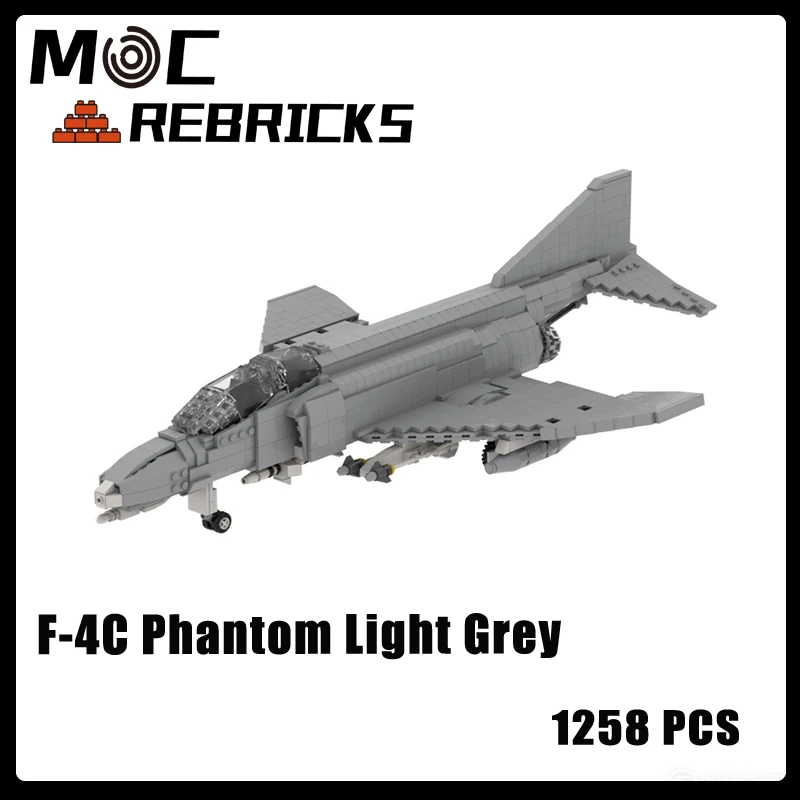 MOC Военная серия F-4C Phantom II Модель тяжелого истребителя ПВО DIY Кирпичи Строительные блоки Головоломки Игрушки для мальчиков Детские подарки 0