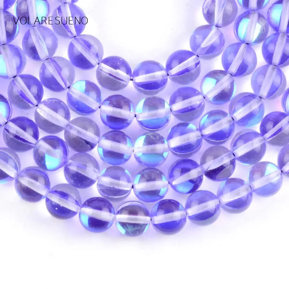 Оптовая Продажа Натурального Камня Фиолетовый Гладкий Лунный Камень Круглые Бусины Для Изготовления Ювелирных Изделий 6-12 мм Распорные Свободные Бусины Diy Bracelet15
