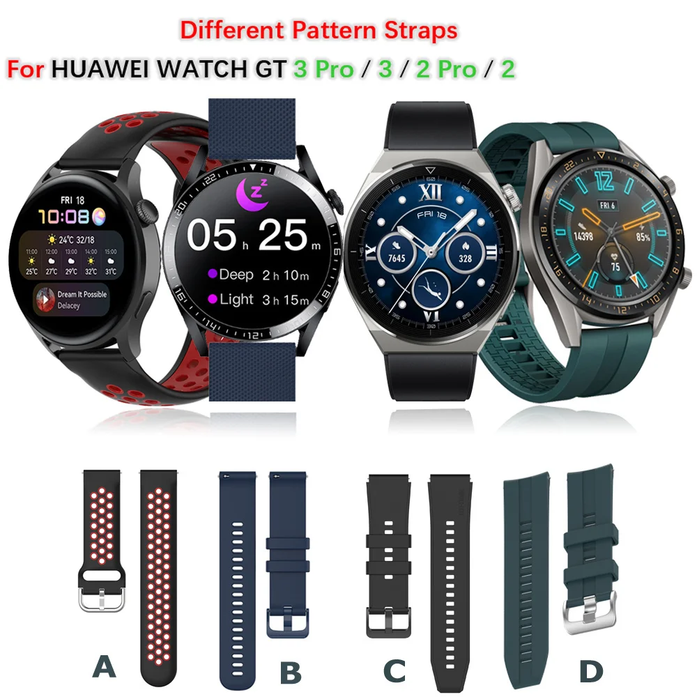 22 мм Силиконовый Сменный Ремешок GT 3 Gt2 Pro Для Huawei Watch Gt 2 Pro GT3 Sport Watchband Браслет Ремень