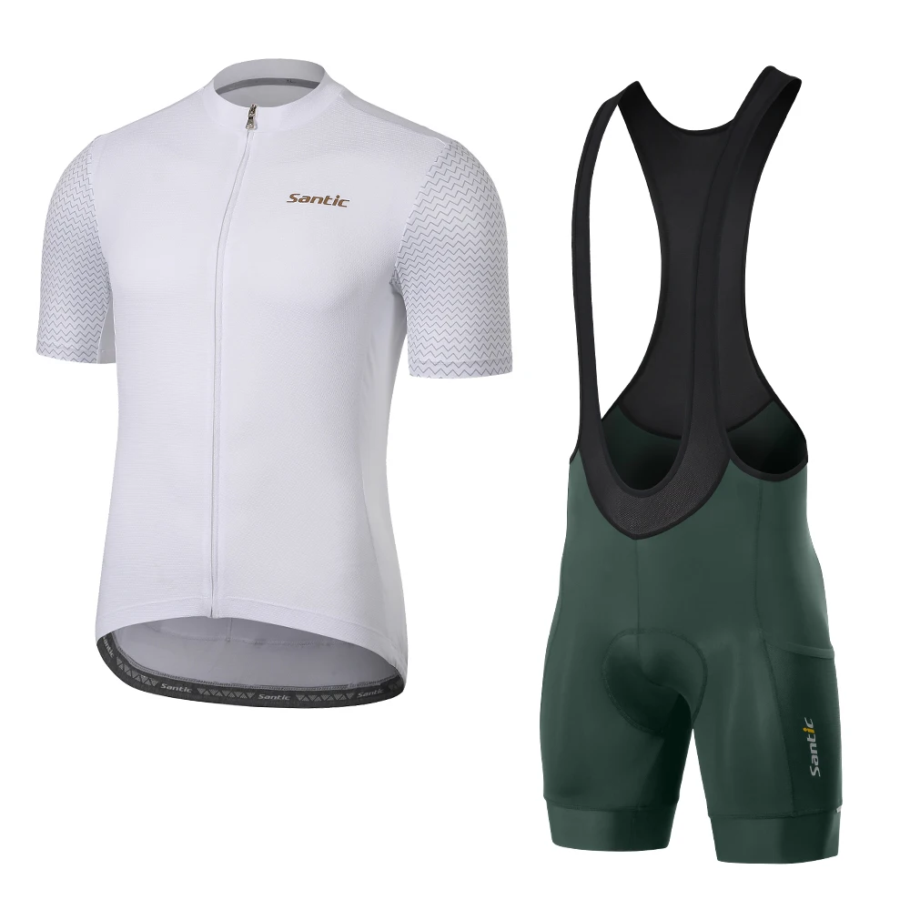 Мужские велосипедные комплекты Santic, летние рубашки для велоспорта на горных велосипедах, шорты-нагрудники с 4D подкладкой для верховой езды, спортивные быстросохнущие комплекты одежды азиатского размера