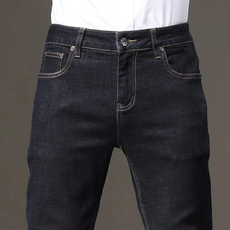 Мужские брендовые джинсы Slim Fit Stretch Blue 2022, новые модные карманы с надписями Deisnger, повседневные мужские джинсовые брюки, мужская одежда, брюки
