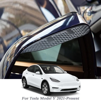 2 шт. Автомобильное Зеркало Заднего Вида От Дождя Для Бровей, Автозащита, Защита От Снега, Защита От Солнца, Карбоновый Козырек, Защита От Тени Для Tesla Model Y 2021-Настоящее время