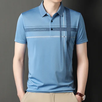 2023 новый стиль, высококачественная мужская хлопковая рубашка поло с вышивкой, высококачественная деловая повседневная футболка с отворотом и коротким рукавом, топ