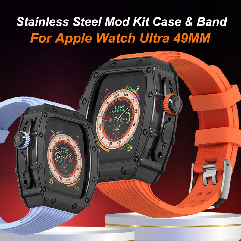 Комплект модов для Apple Watch Ultra Case 49 мм Роскошный комплект модификаций браслет DIY Спортивный силиконовый ремешок для Apple Watch 8 Ultra 49 мм 0