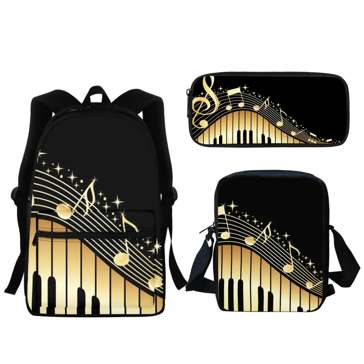 2023 Музыкальное пианино Роскошный дизайнерский рюкзак Модные Новые Ноты Студенческая школьная сумка на молнии для мальчиков и девочек, сумка-мессенджер, маленький пенал
