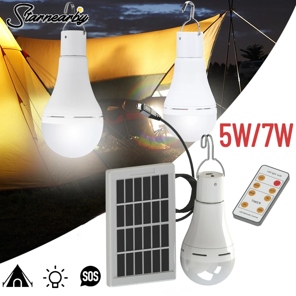 Портативная солнечная светодиодная лампа 5 режимов 20 COB LED Солнечный свет USB Перезаряжаемая аварийная лампа Походная лампа 7 Вт / 9 Вт Мощный фонарь