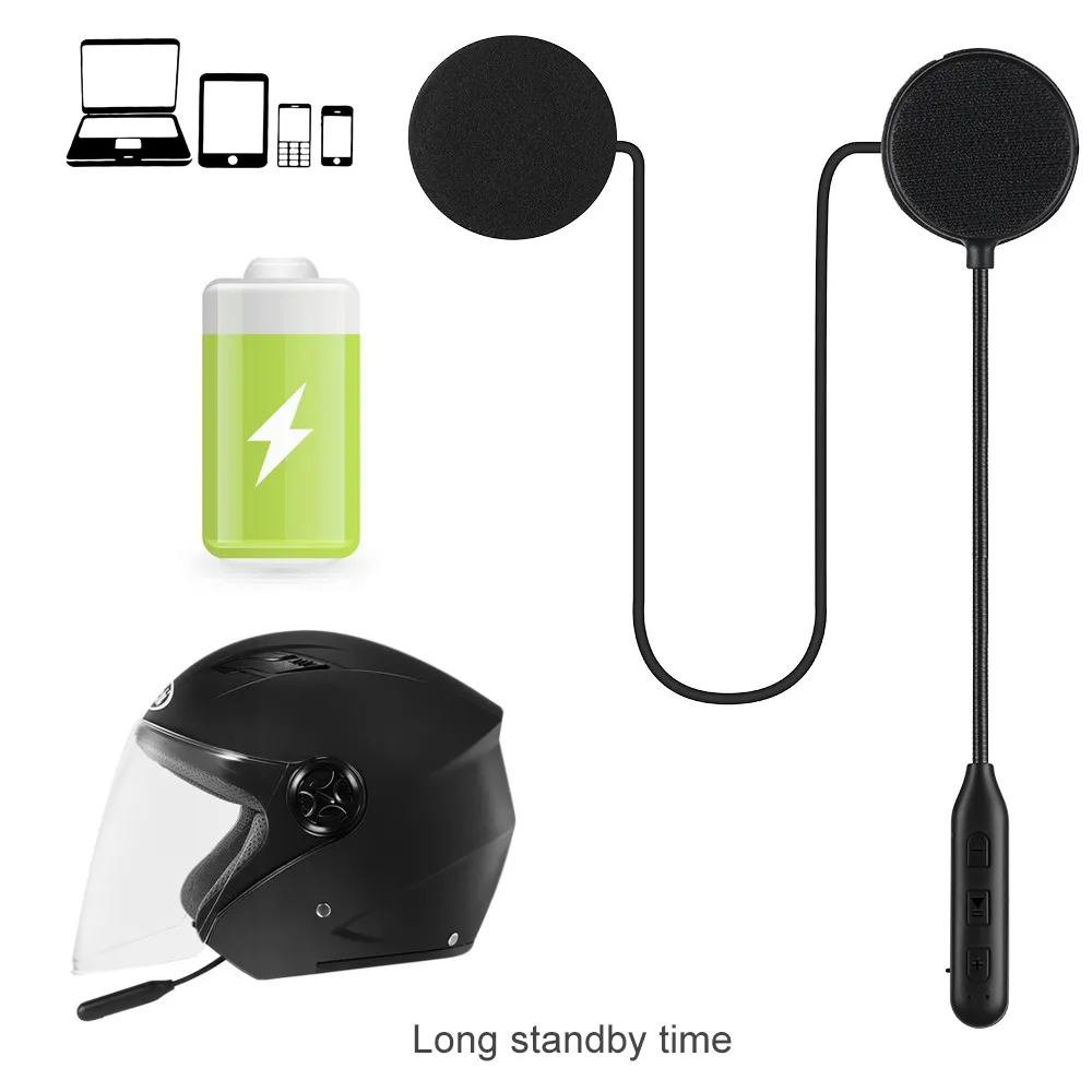 Гарнитура для мото шлема Bluetooth 5.0 Беспроводная стереонаушник громкой связи Наушники для мотоциклетного шлема MP3 Динамик Микрофон Голосовое управление