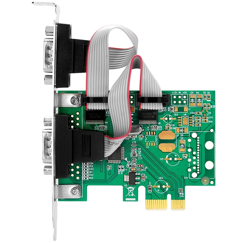 PCI-E к Двойной Последовательной Комбинированной карте RS232 PCI Express PCIe Adapter Card 2,5 Гбит/С Канал 1000 Кбит/с RS232 Быстрый Стабильный 0