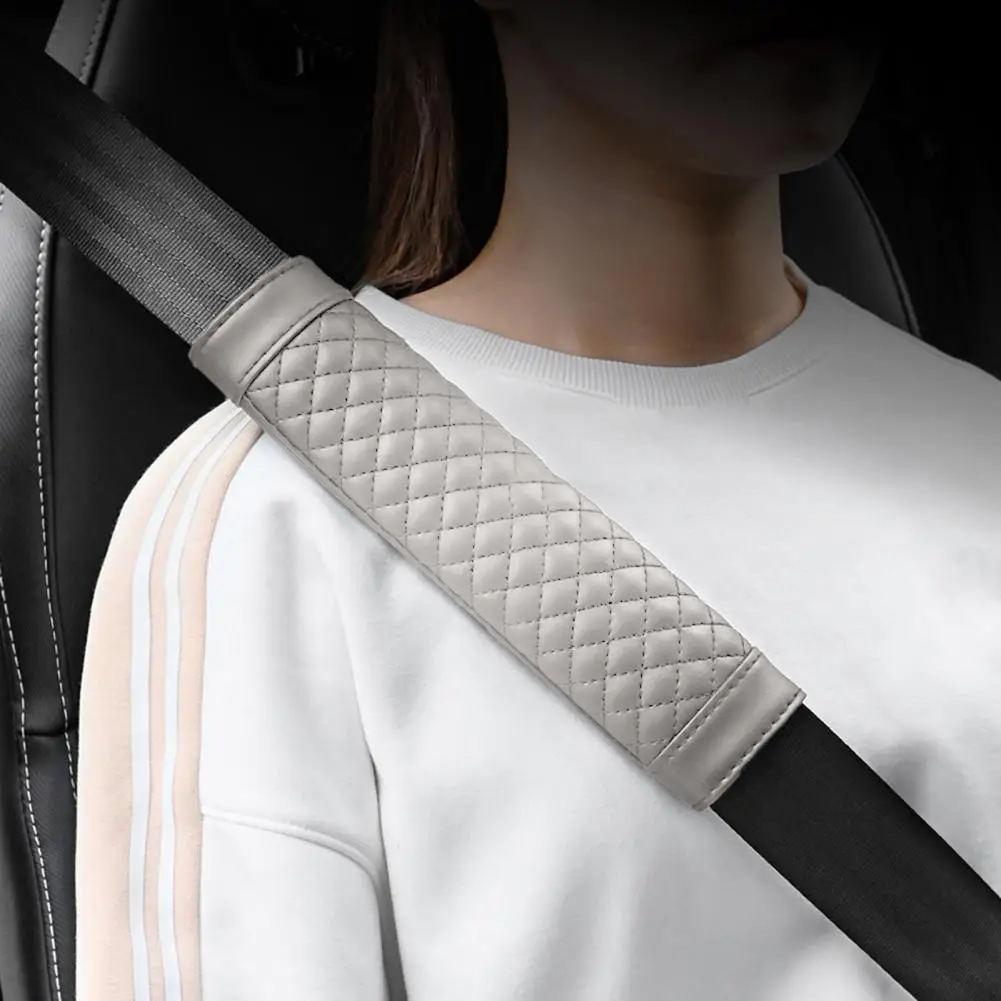 Прочный чехол для ремня безопасности автомобиля Съемный Чехол для защиты плеча ремня безопасности из искусственной кожи Клетчатый ремень Наплечная накладка Автоматическая поставка