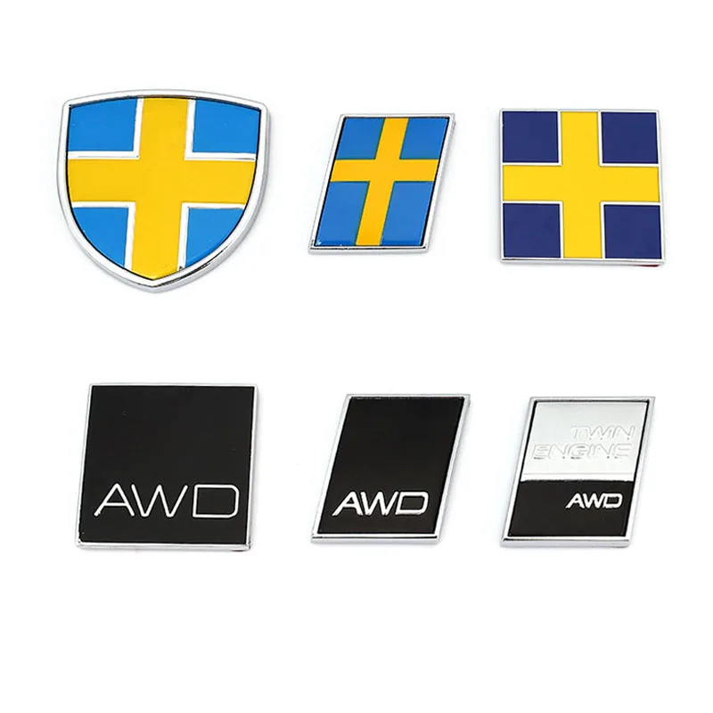 3D Металл Швеция Двухмоторный AWD Логотип Эмблема Значок Наклейки Автомобильная Наклейка для Volvo Ocean V40 V60 V90 XC60 XC90 XC40 S60 S90 S80 C30