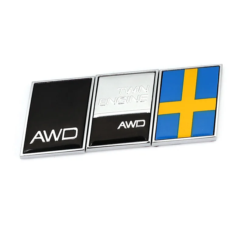 3D Металл Швеция Двухмоторный AWD Логотип Эмблема Значок Наклейки Автомобильная Наклейка для Volvo Ocean V40 V60 V90 XC60 XC90 XC40 S60 S90 S80 C30 2
