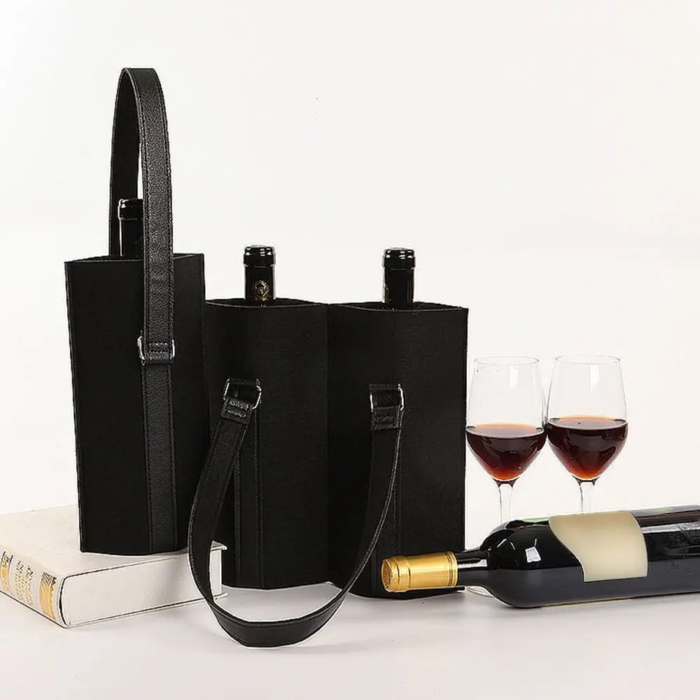 Войлочная сумка для вина Сумка-тоут для винных бутылок Подарочные пакеты для хранения бутылок с ручкой Чехлы для бутылок шампанского 2