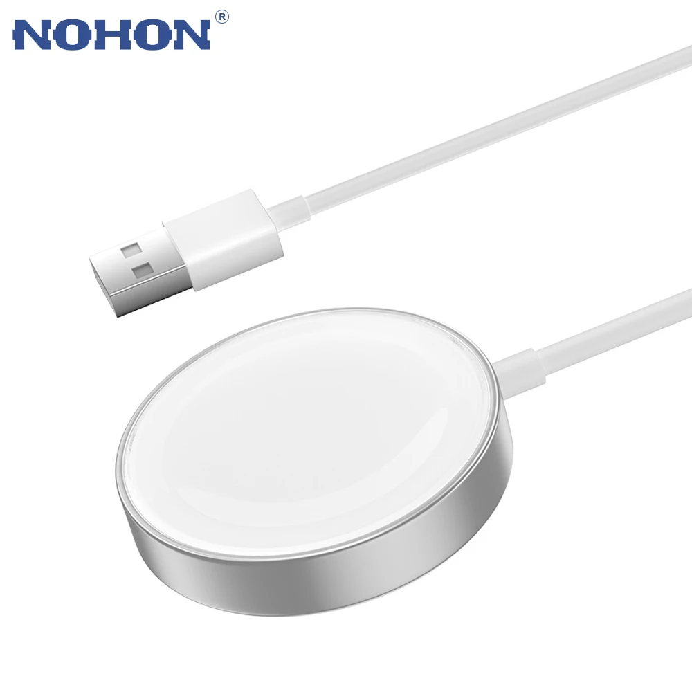 Портативное магнитное беспроводное зарядное устройство NOHON для iWatch 7 6 SE 5 4 3, док-станция для зарядки через USB для Apple Watch серии Высокое качество
