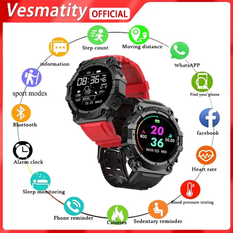 Смарт-часы Vesmatity FD68 для мужчин и женщин, спортивные часы для фитнеса с сенсорным экраном, водонепроницаемые смарт-часы Bluetooth для Android для мужчин