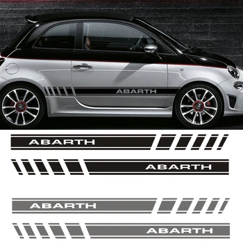 2ШТ Виниловых автомобильных модных графических наклеек Abarth в боковую полоску на юбку Аппликация Автомобильная наклейка Fiat 500 Line Автоаксессуары 0