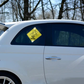 2ШТ Наклейки на присоске серии BABY ON BOARD для стайлинга автомобилей, наклейки с предупреждениями о безопасности детей в автомобиле, доски объявлений из ПВХ, знаки 5