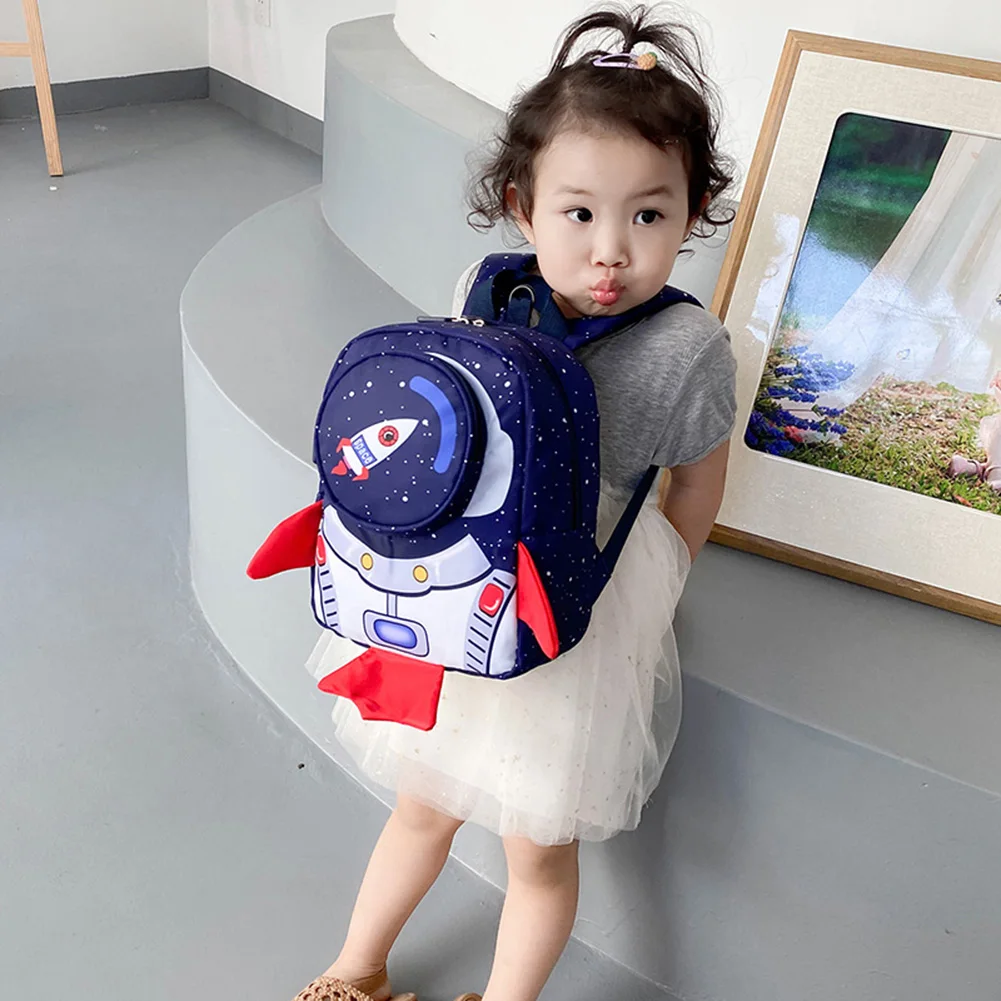 Детская школьная сумка Мультфильм 3D Ракета Детский рюкзак с защитой от потери веревки Ежедневный рюкзак