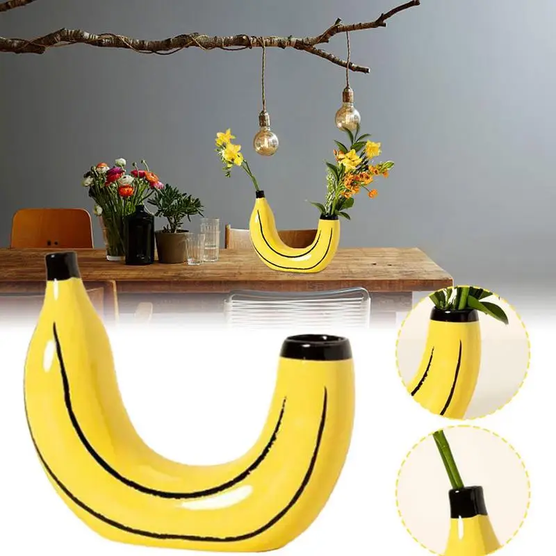 Современная забавная художественная ваза для банановых цветов из смолы в скандинавском стиле для домашнего декора, Настольная композиция из цветов, вазы, украшение гостиной