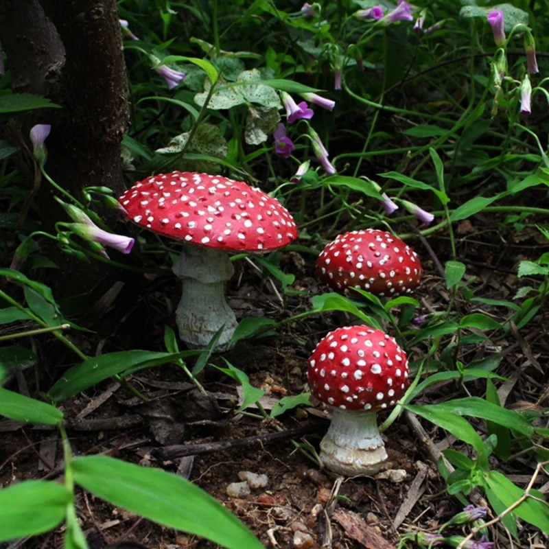 3шт Искусственная Мини-модель гриба, Светящиеся Садовые колья, Миниатюры сказочных садовых растений, Украшения для террариума, Вывески во дворе