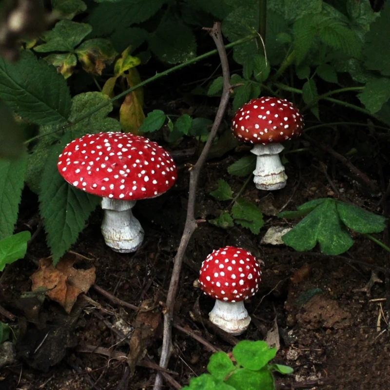 3шт Искусственная Мини-модель гриба, Светящиеся Садовые колья, Миниатюры сказочных садовых растений, Украшения для террариума, Вывески во дворе 2