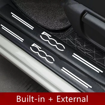 4 шт. Защитные виниловые наклейки для порогов из углеродного волокна для автомобильных аксессуаров FIAT 500