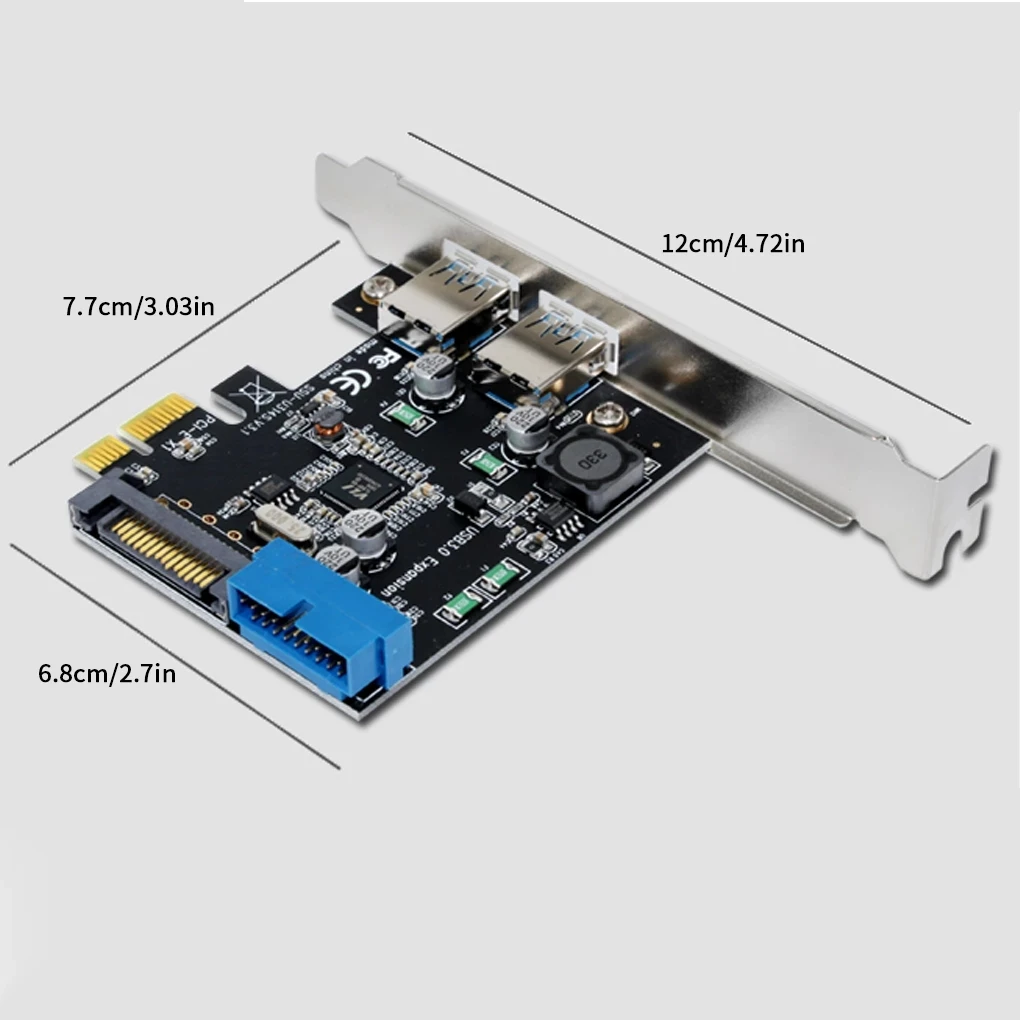 USB 3 pcie адаптер 2 порта usb к pcie x1 Передняя панель 20pin 20 pin USB3.0 PCI-e PCI express концентратор карта контроллера адаптер для майнера 4