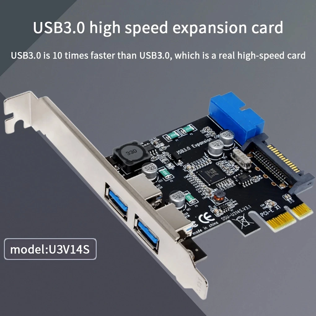 USB 3 pcie адаптер 2 порта usb к pcie x1 Передняя панель 20pin 20 pin USB3.0 PCI-e PCI express концентратор карта контроллера адаптер для майнера 5