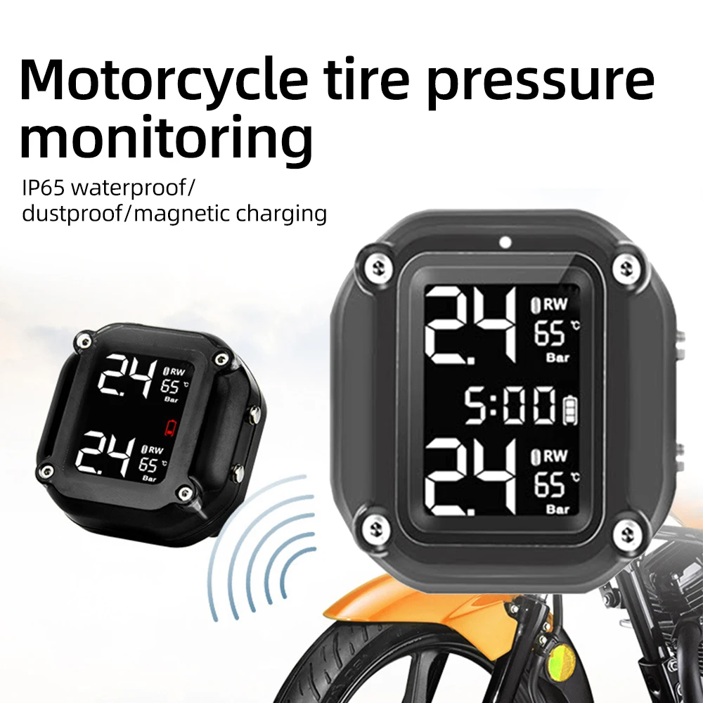 TPMS Датчики давления в шинах мотоцикла Детектор Контроля температуры Сигнализация Внешний датчик шин на 2 колеса для мотоцикла