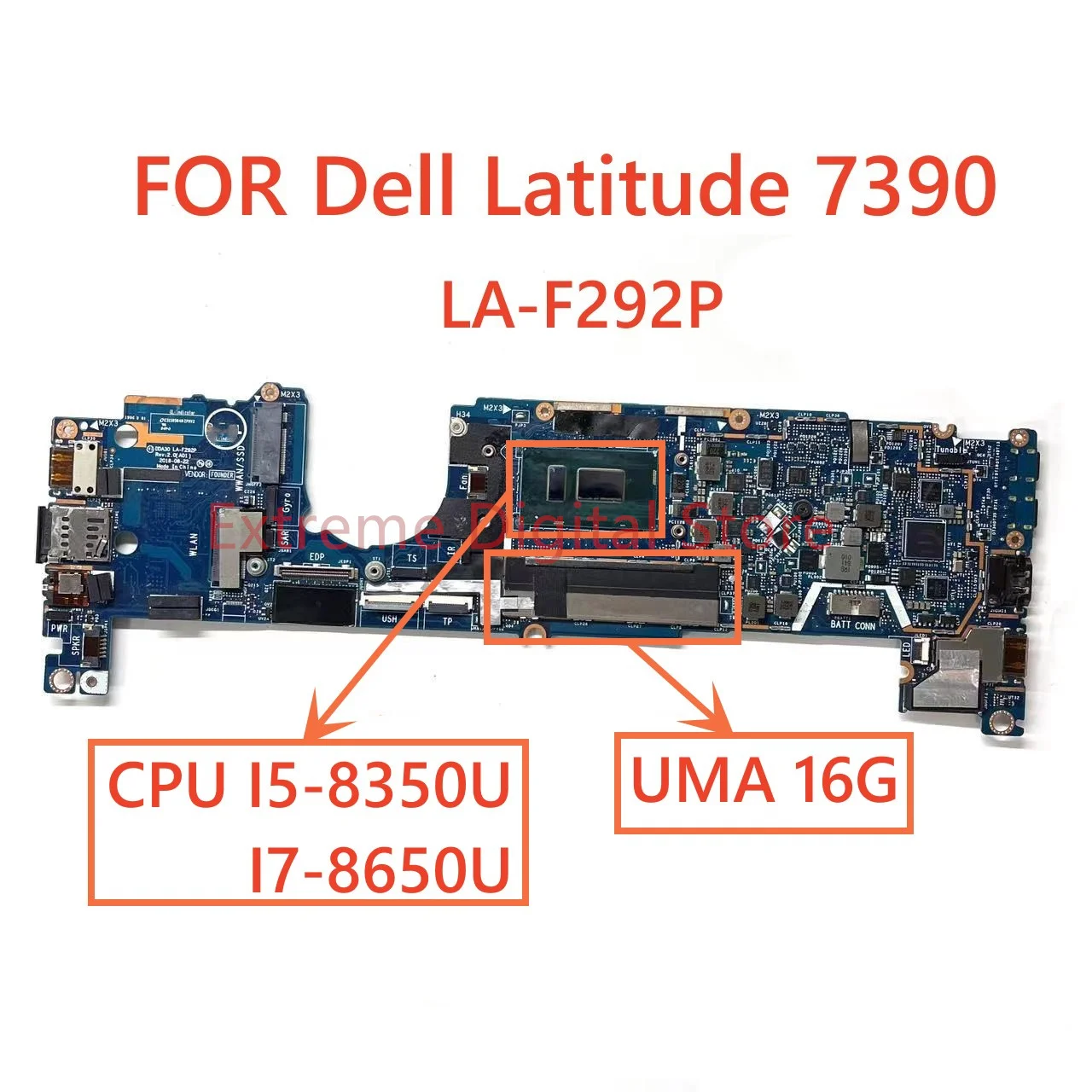 Для ноутбука DELL Latitude 7390 материнская плата LA-F292P с процессором I5-8350U I7-8650U 16G UMA 100% Протестирована, Полностью Работает