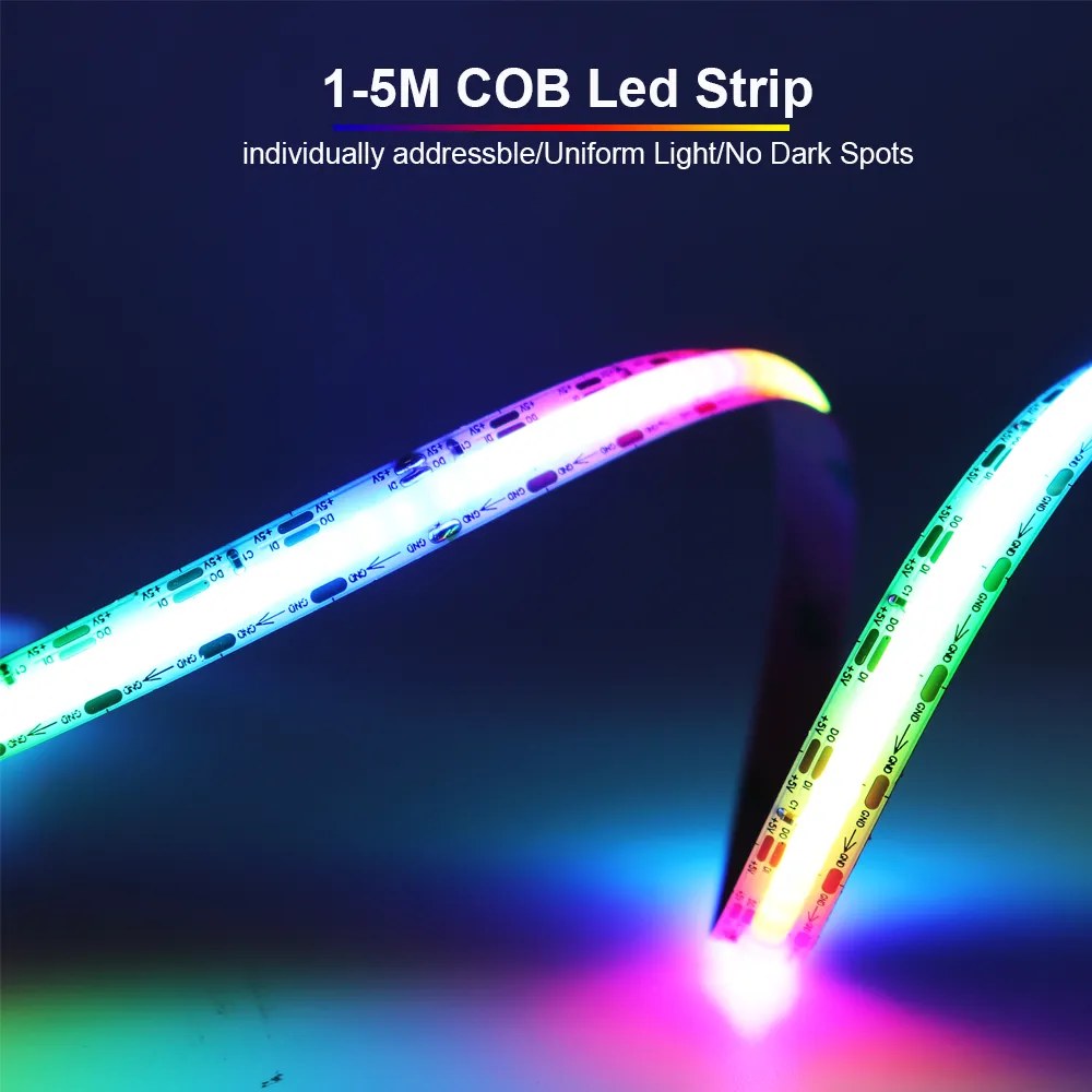 WS2812B COB Светодиодная Лента WS2812 Высокой Плотности с индивидуальным адресом 240 светодиодов/м Smart RGB Dream Color COB Led Light DC5V