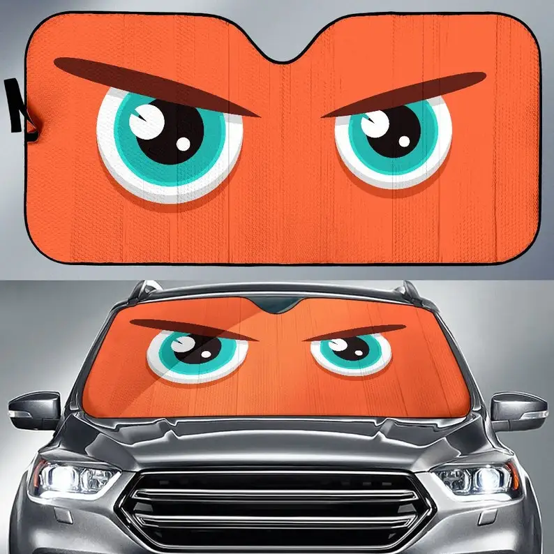 Автомобильный солнцезащитный козырек С оранжевыми мультяшными глазами для автомобиля