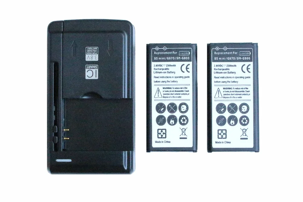 Ciszean 2x2300 мАч EB-BG800BBE Сменный Аккумулятор + Универсальное Зарядное Устройство Для Samsung Galaxy SV Mini S5 mini G870 SM-G800F SM-G800H