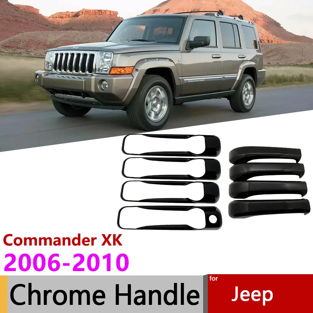 Для Jeep Commander XK 2006 ~ 2010 2007 2008 Глянцево-черная карбоновая дверная ручка, наклейка для укладки экстерьера автомобиля, Автоаксессуары