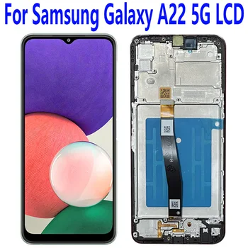 6,6 “Оригинал Для Samsung Galaxy A22 5G ЖК-дисплей С Сенсорной панелью Digiziter В Сборе Для Samsung Galaxy A22 5G С Рамкой