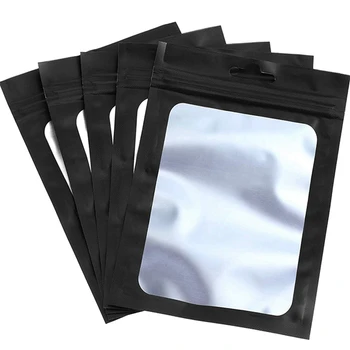 600 штук закрывающихся пакетов для хранения продуктов с прозрачным окошком, мешочек для упаковки кофейных зерен (черный, 2,4 X 4 дюйма)