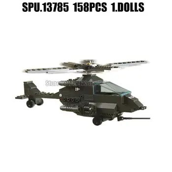 6200 158шт Военные Войны Армейские Блоки Вертолет Apache Оружие Мальчик Строительные Блоки Игрушка
