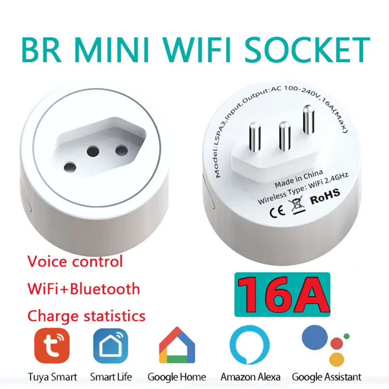 Статистика заряда смарт-розетки Wi-Fi бразильского стандарта, двойной USB-субконтроллер Br Интеллектуальная вилка для голосового управления бытовой техникой 0